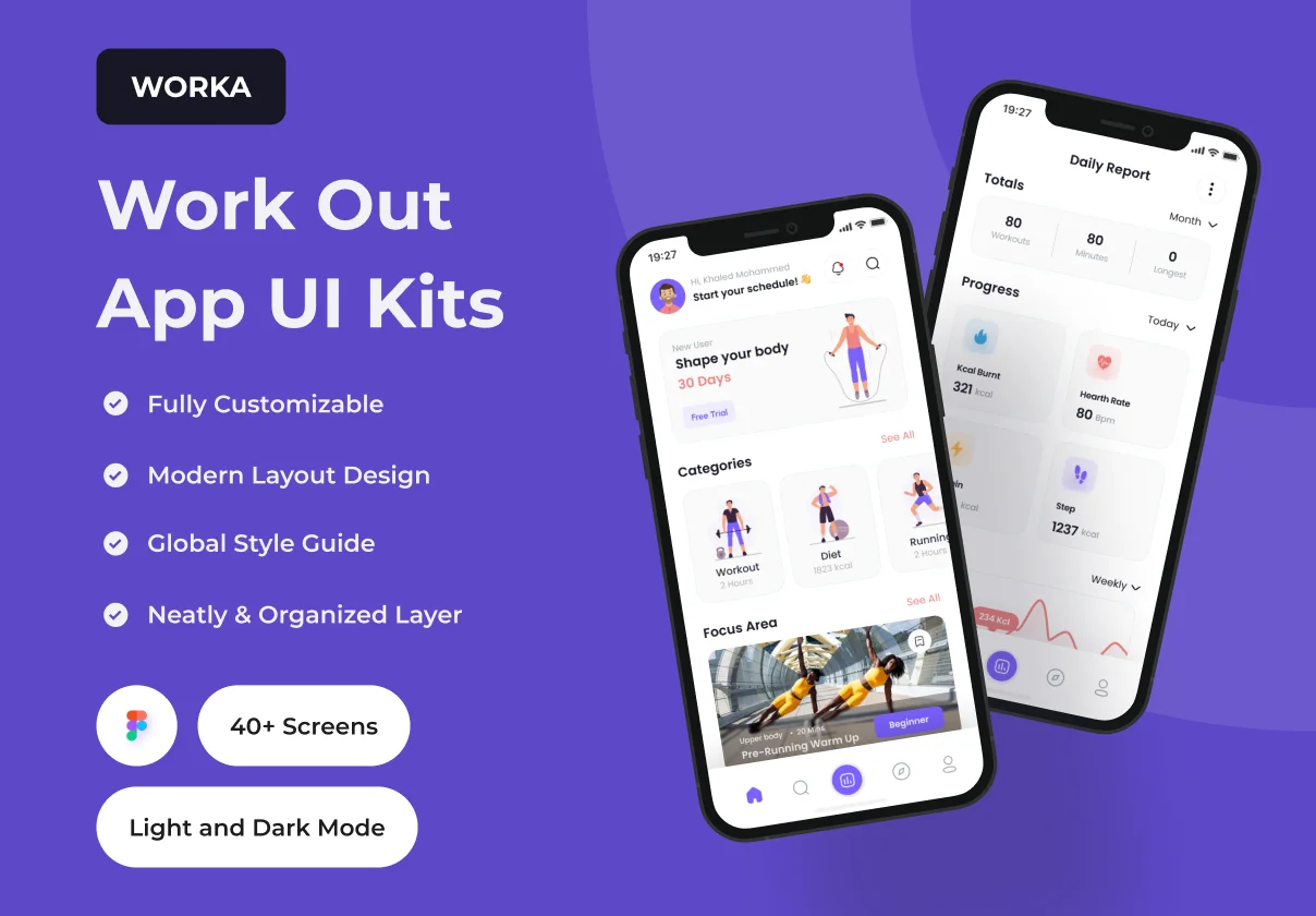 WORKA - Work Out App UI Kits
