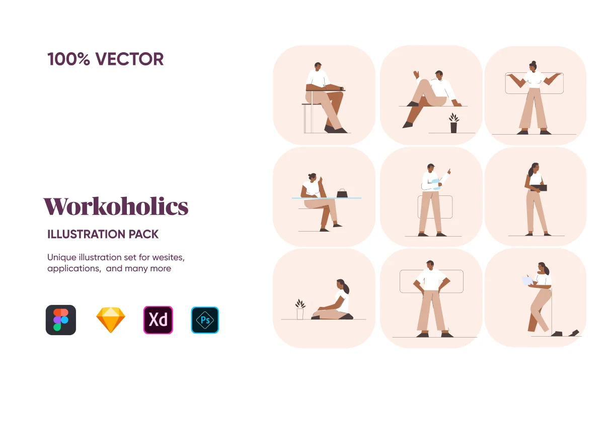 Workaholics UI Illsutration KIT