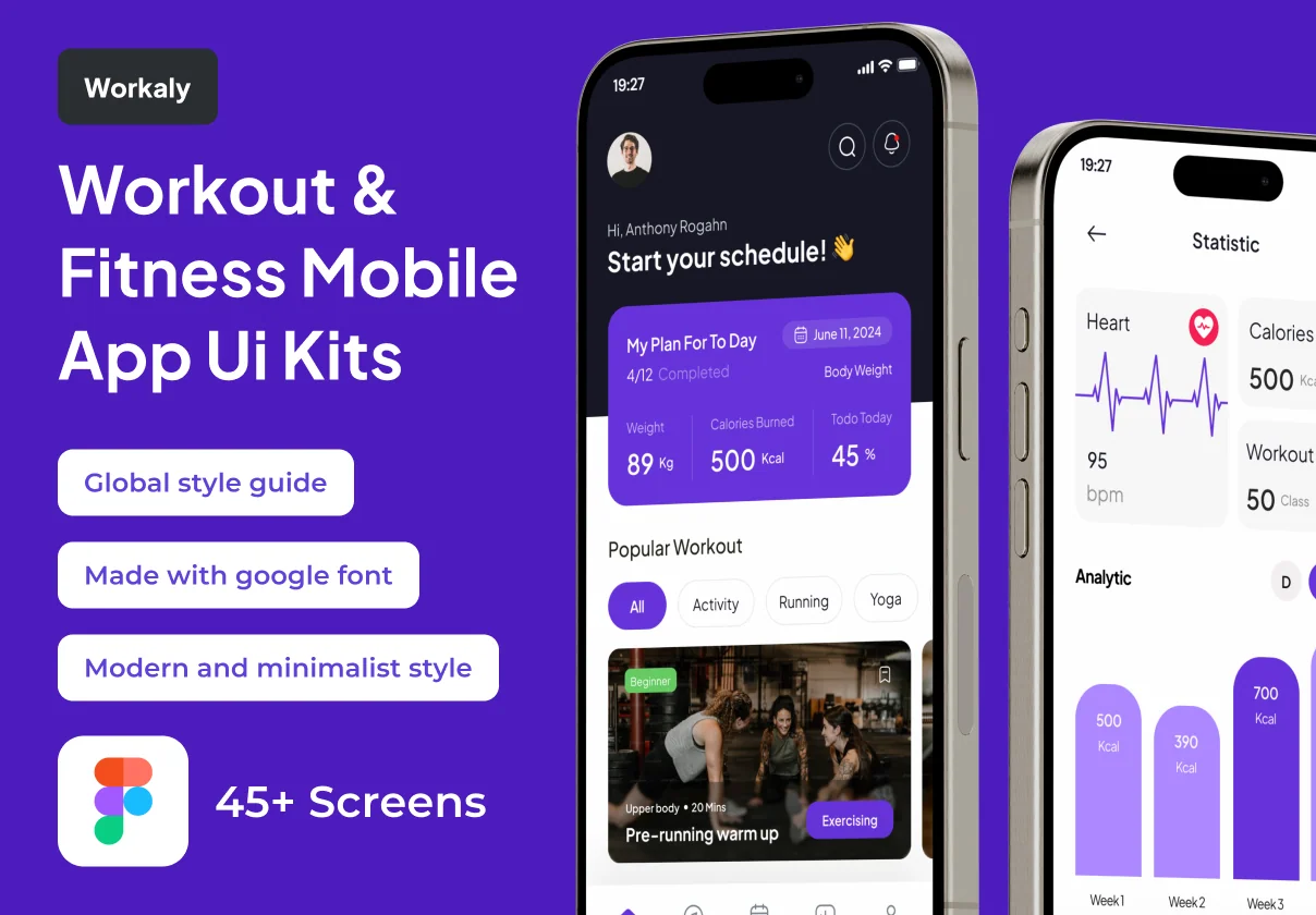 Workaly - Workout & Fitness Premium UI KIts App