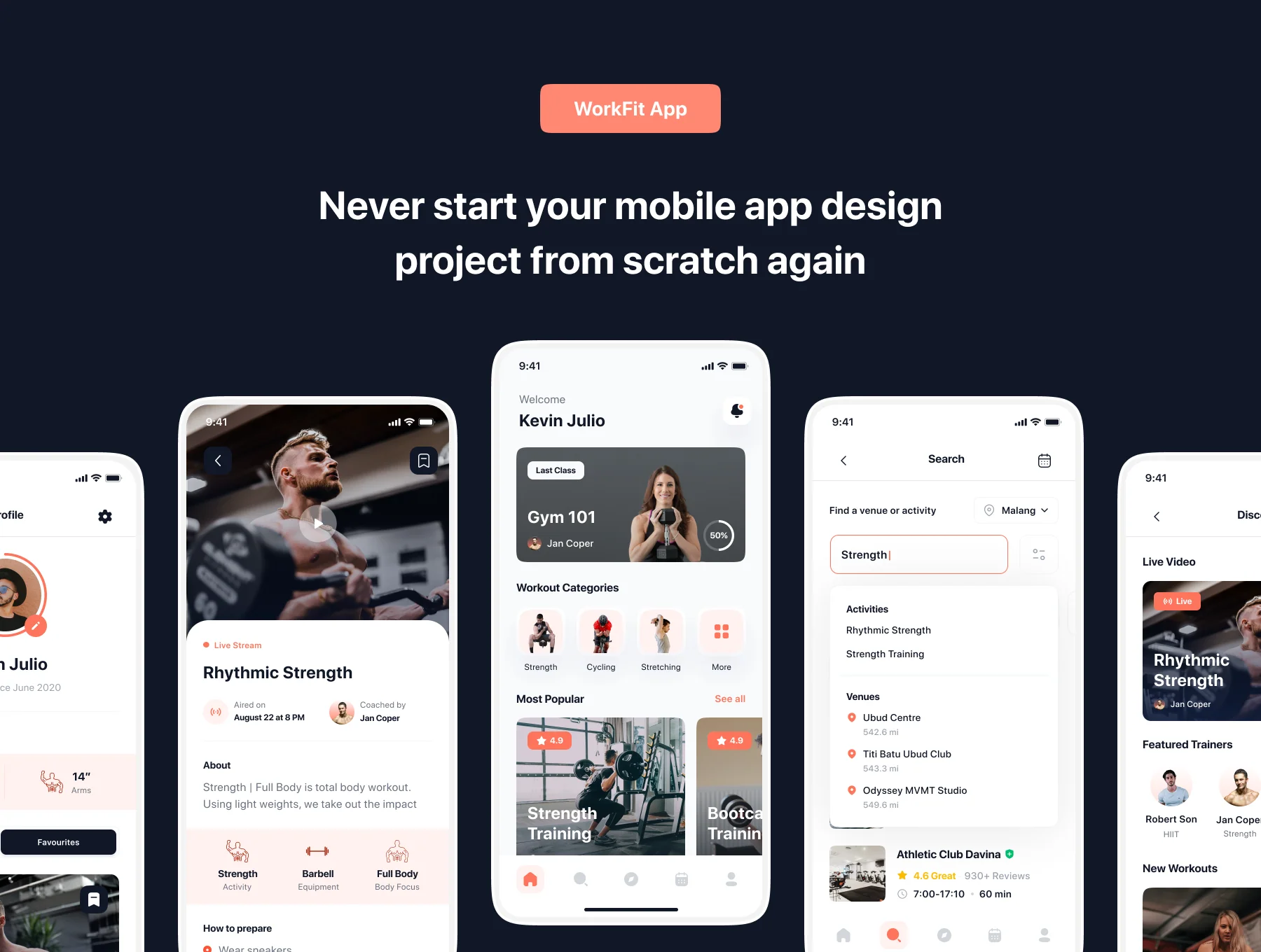 Workfit - Workout & Fitness UI Kit 3