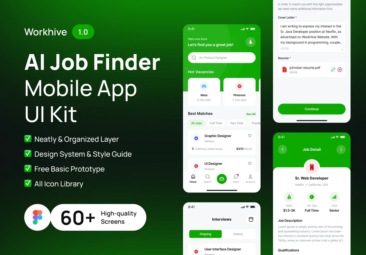 Workhive - AI Job Finder App UI Kit