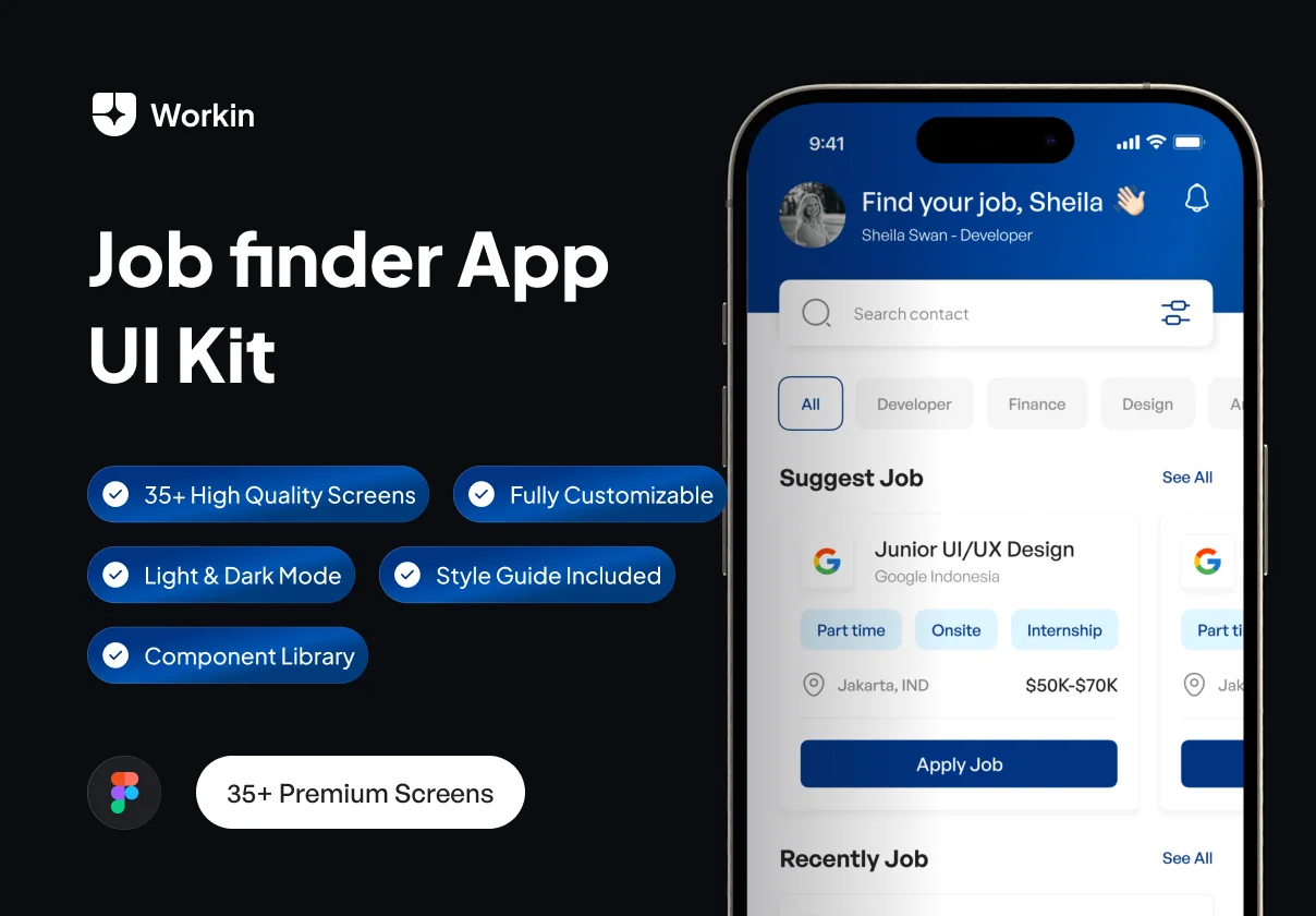 Workin - Job finder App UI Kit