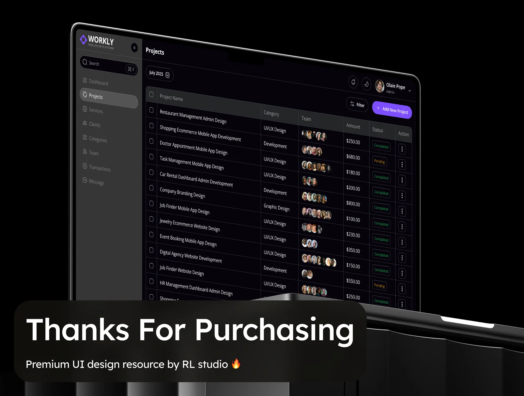Workly - Freelancer Service Dashboard Admin UI Kit 8