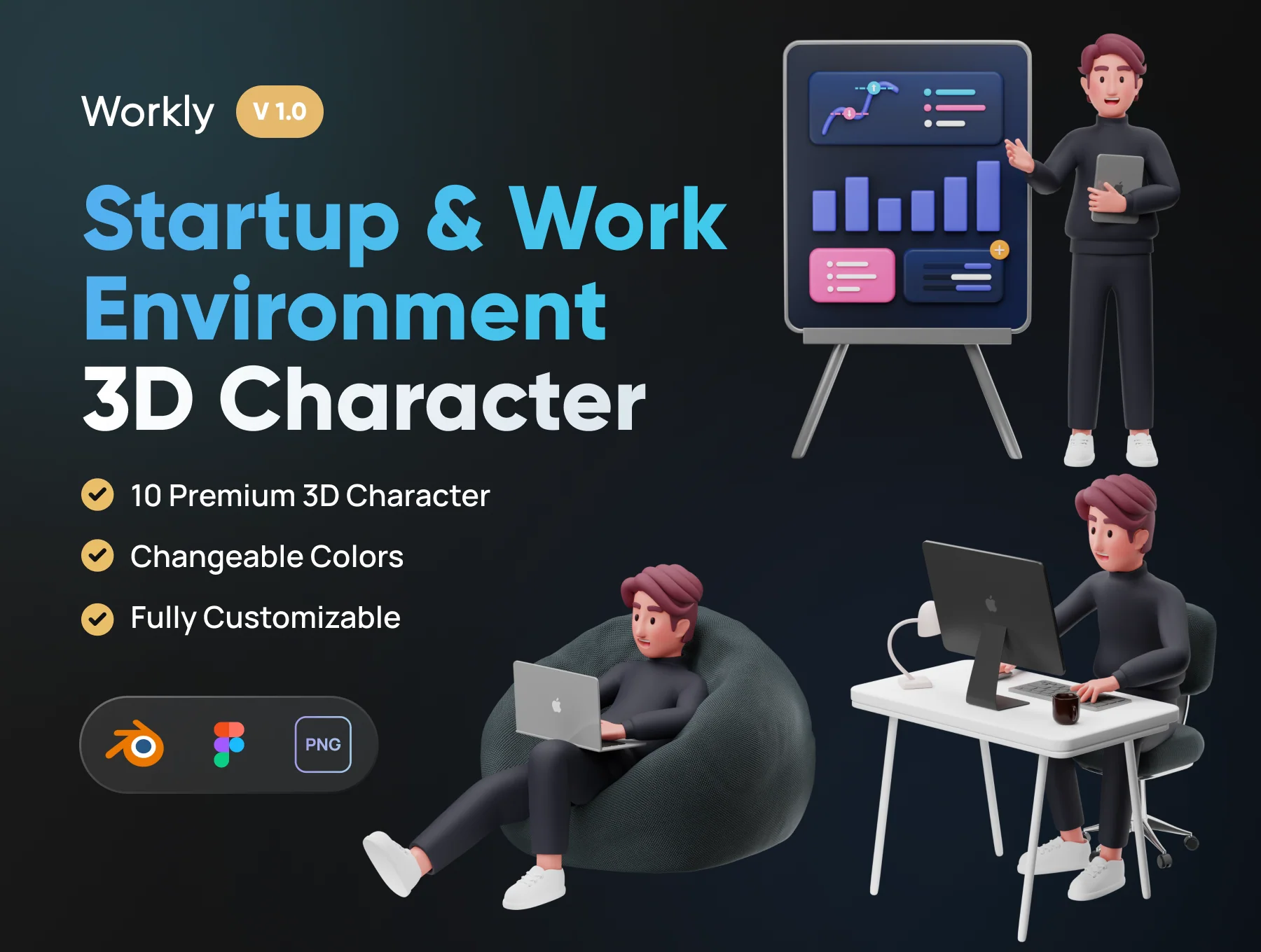 Workly - Startup & Work Environment 3D Character
