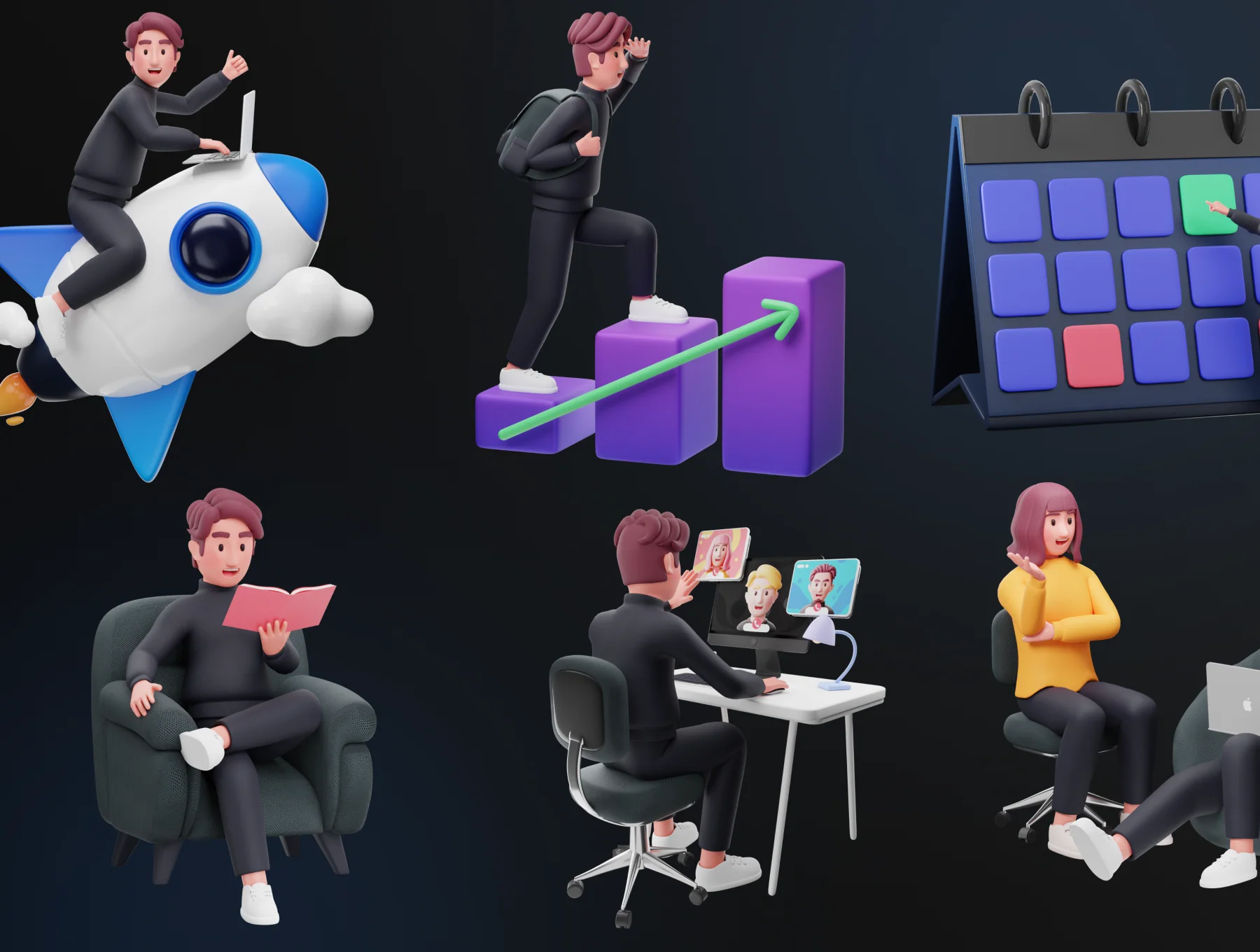 Workly - Startup & Work Environment 3D Character 2