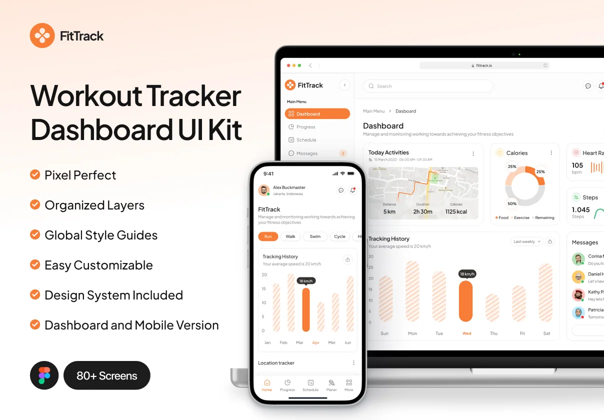 FitTrack - Workout Tracker  Dashboard UI Kit