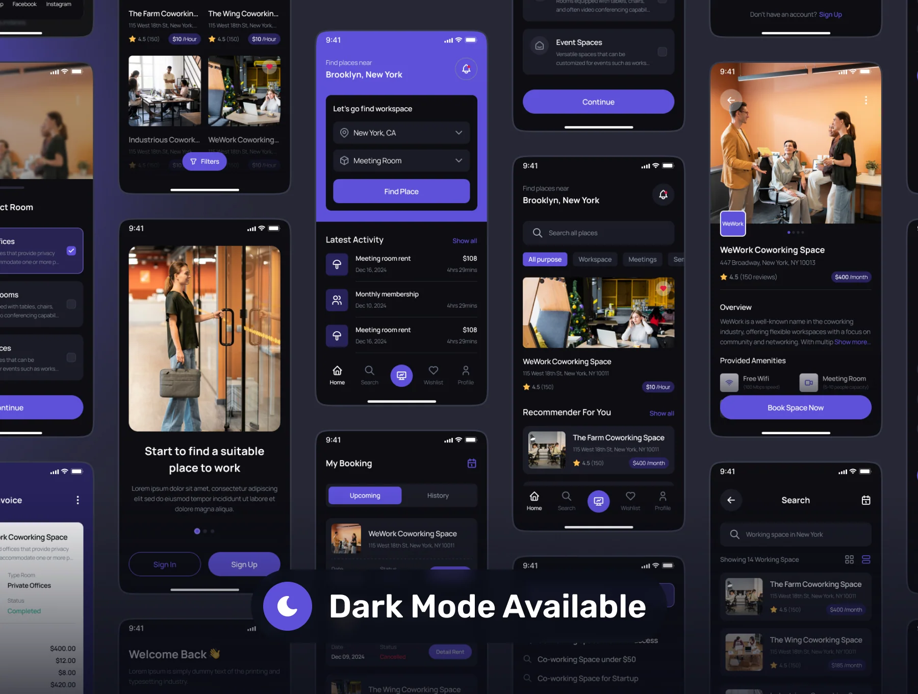 WORKSPICE - CoWorkspace Finding Mobile App UI Kit 2
