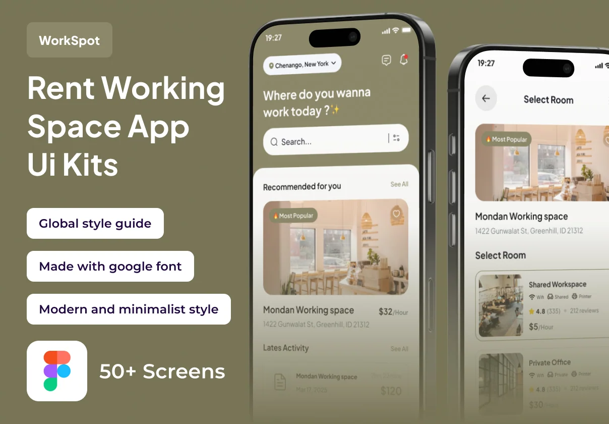 WorkSpot - Rent Working Space Premium UI KIts App