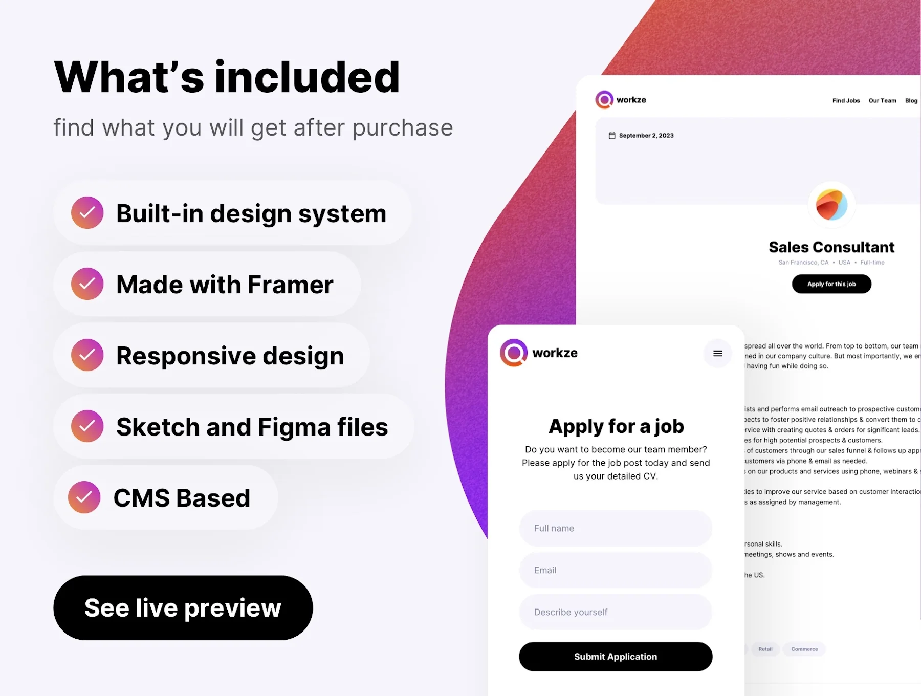 Workze job board template for Framer 8