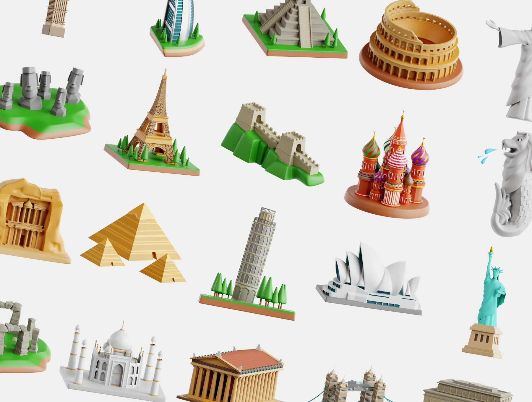 World Landmark 3D Icon Set 5