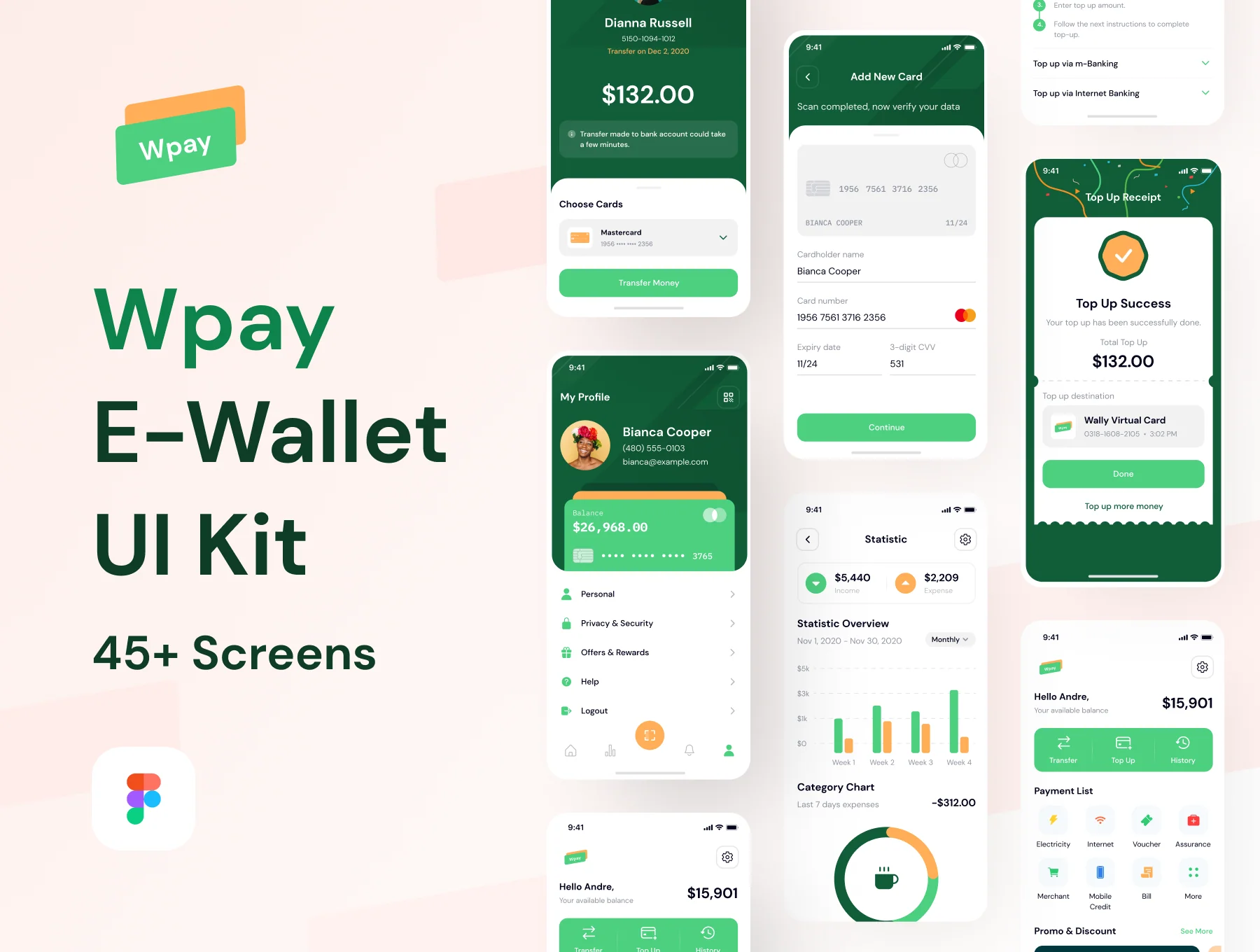 Wpay App - Modern E-wallet App UI Design Kit