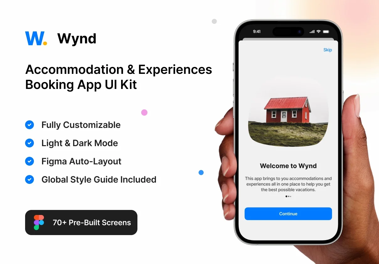 Wynd - Accommodation and Experiences Booking App UI Kit