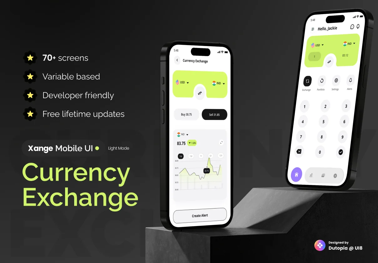 Xange currency exchange app light Ui kit