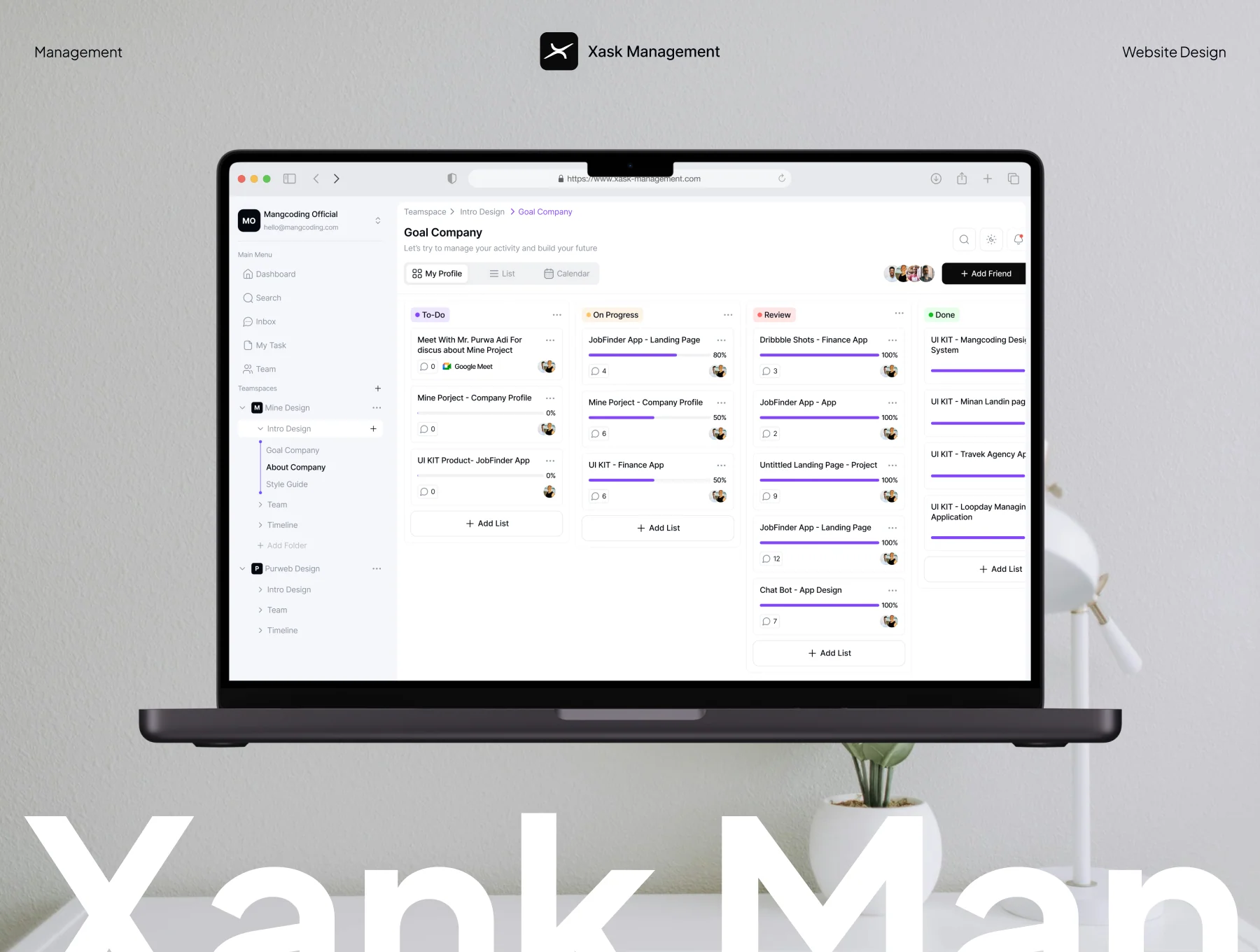 Xask Management - Dashbaord Management