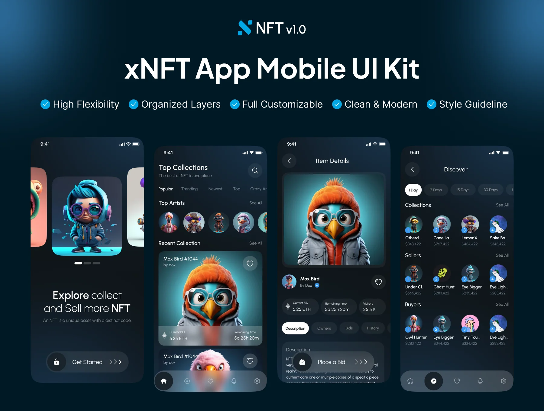xNFT - Nft Market Mobile App UI Kit