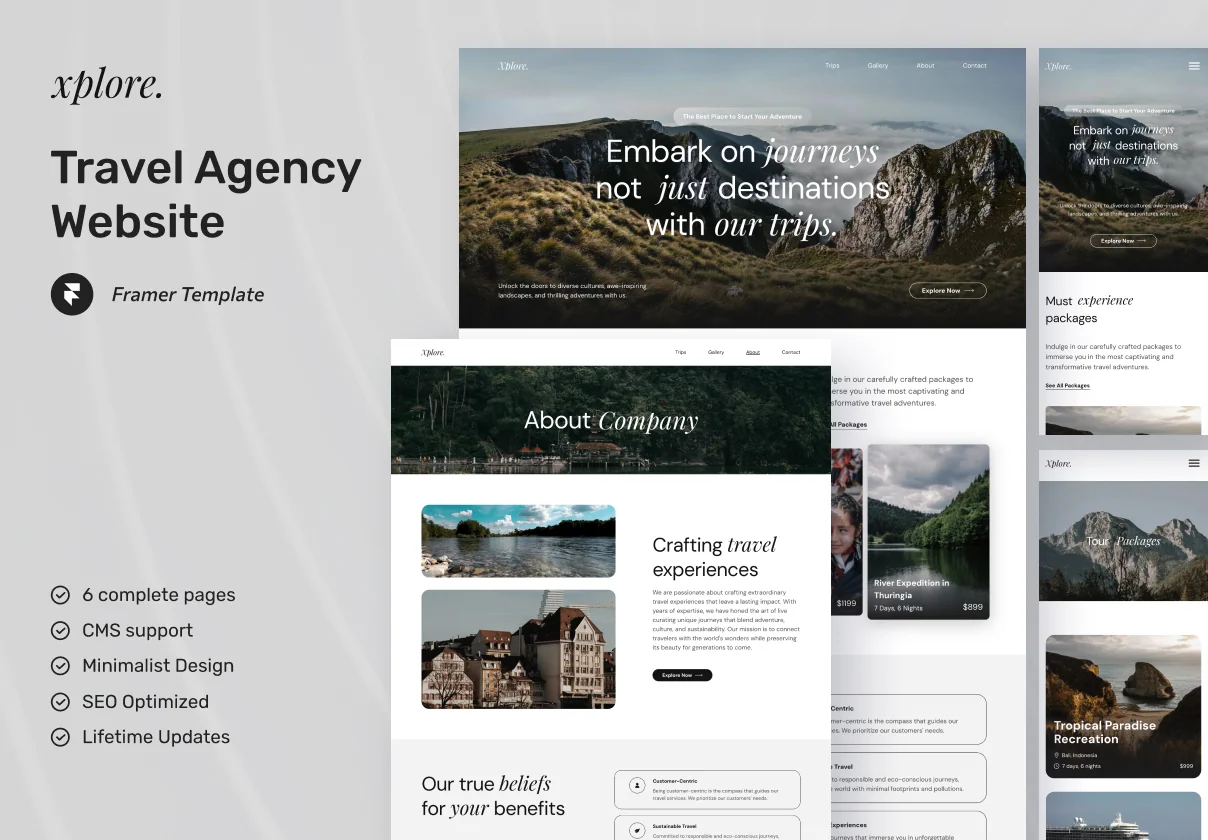 Xplore Travel Agency Website Framer Template