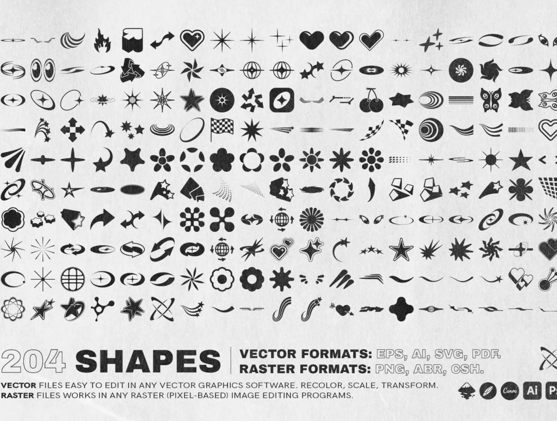 Y2K 240 SHAPES BADGES & GRAPHIC STYLES