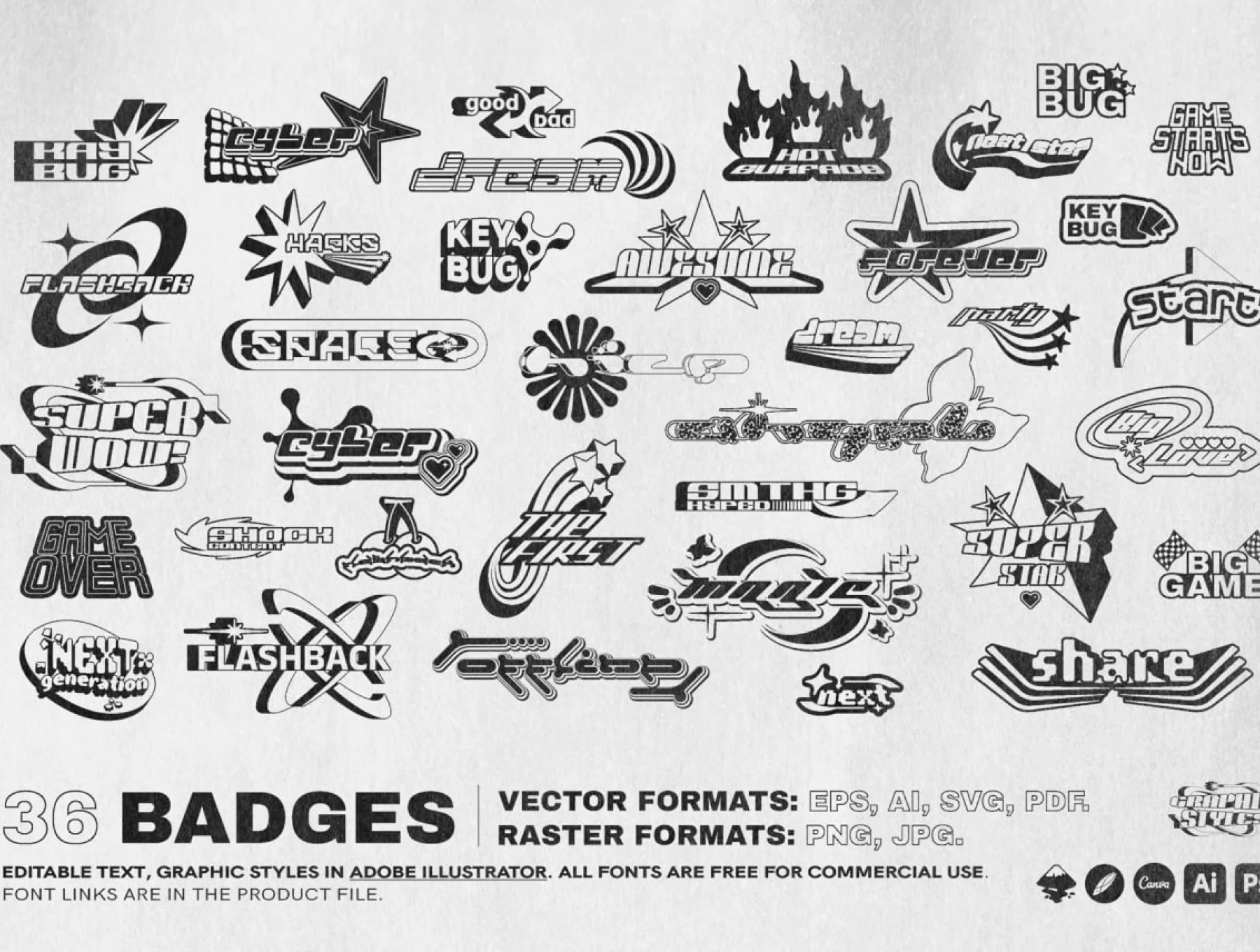 Y2K 240 SHAPES BADGES & GRAPHIC STYLES 2
