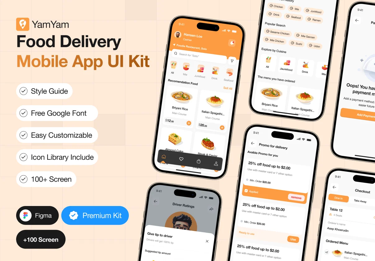 YamYam - Food Delivery App UI Kit