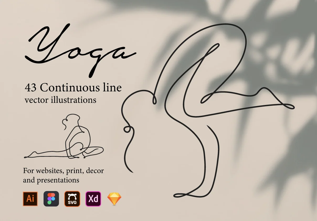 Yoga Continuous Line Illustrations