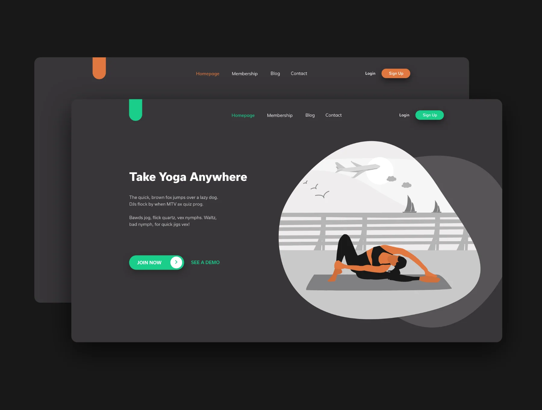 Yoga & Workout Vector Illustrations - 2 Color Styles 2