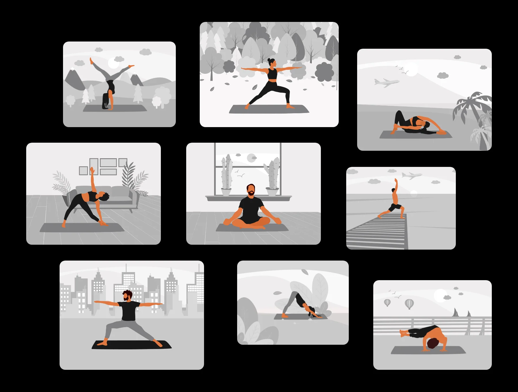 Yoga & Workout Vector Illustrations - 2 Color Styles 5