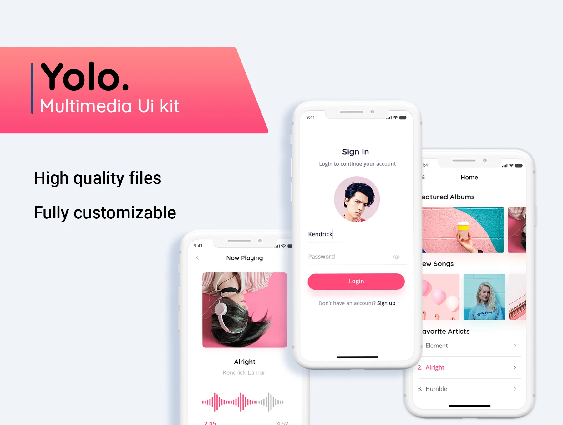 Yolo Multimedia Mobile App UI Kit 3