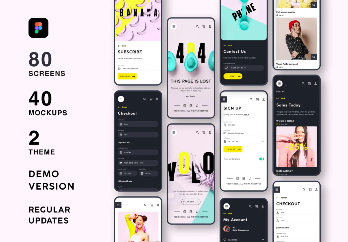 YOLO SHOP responsive template (80screens)