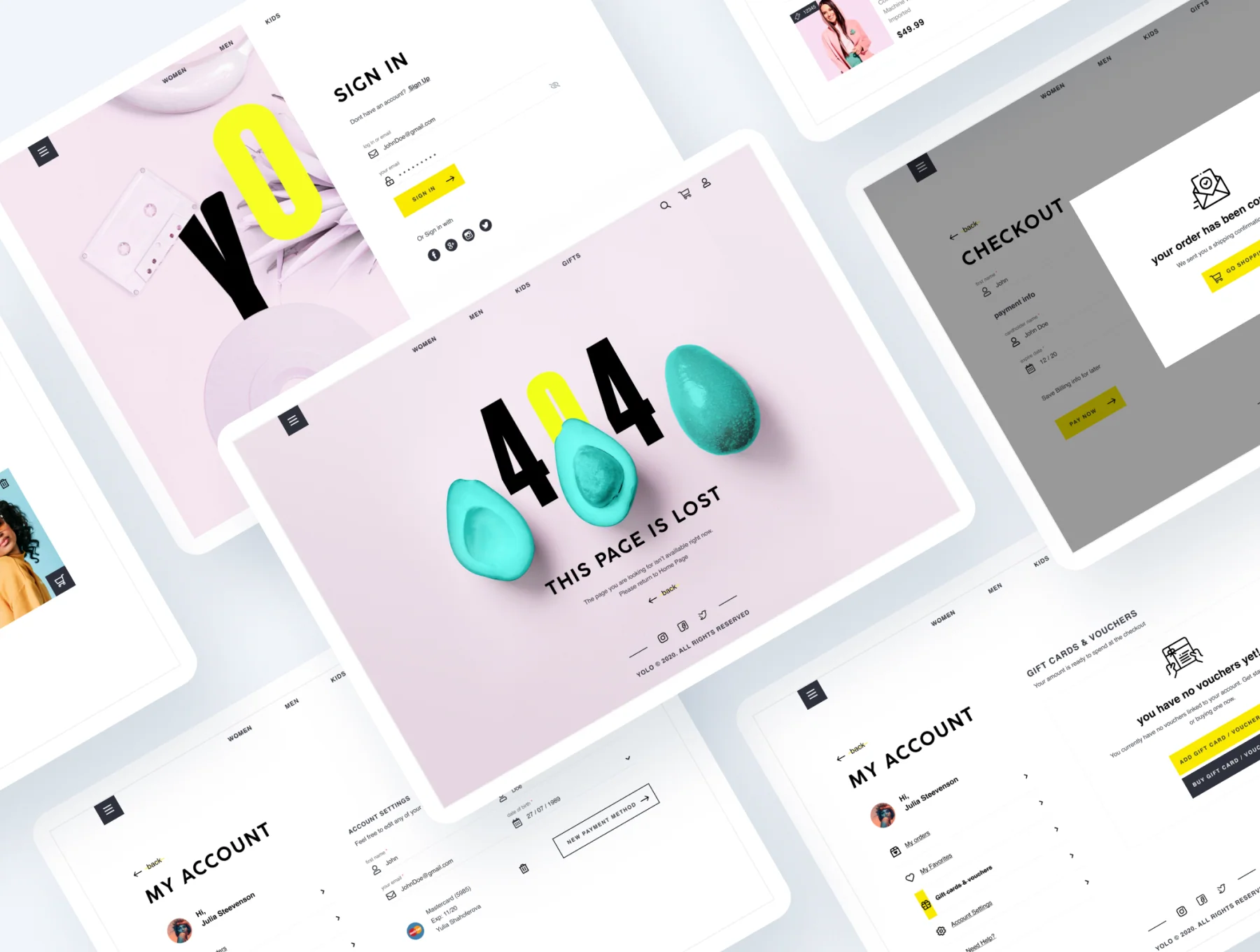 YOLO SHOP responsive template (80screens)
