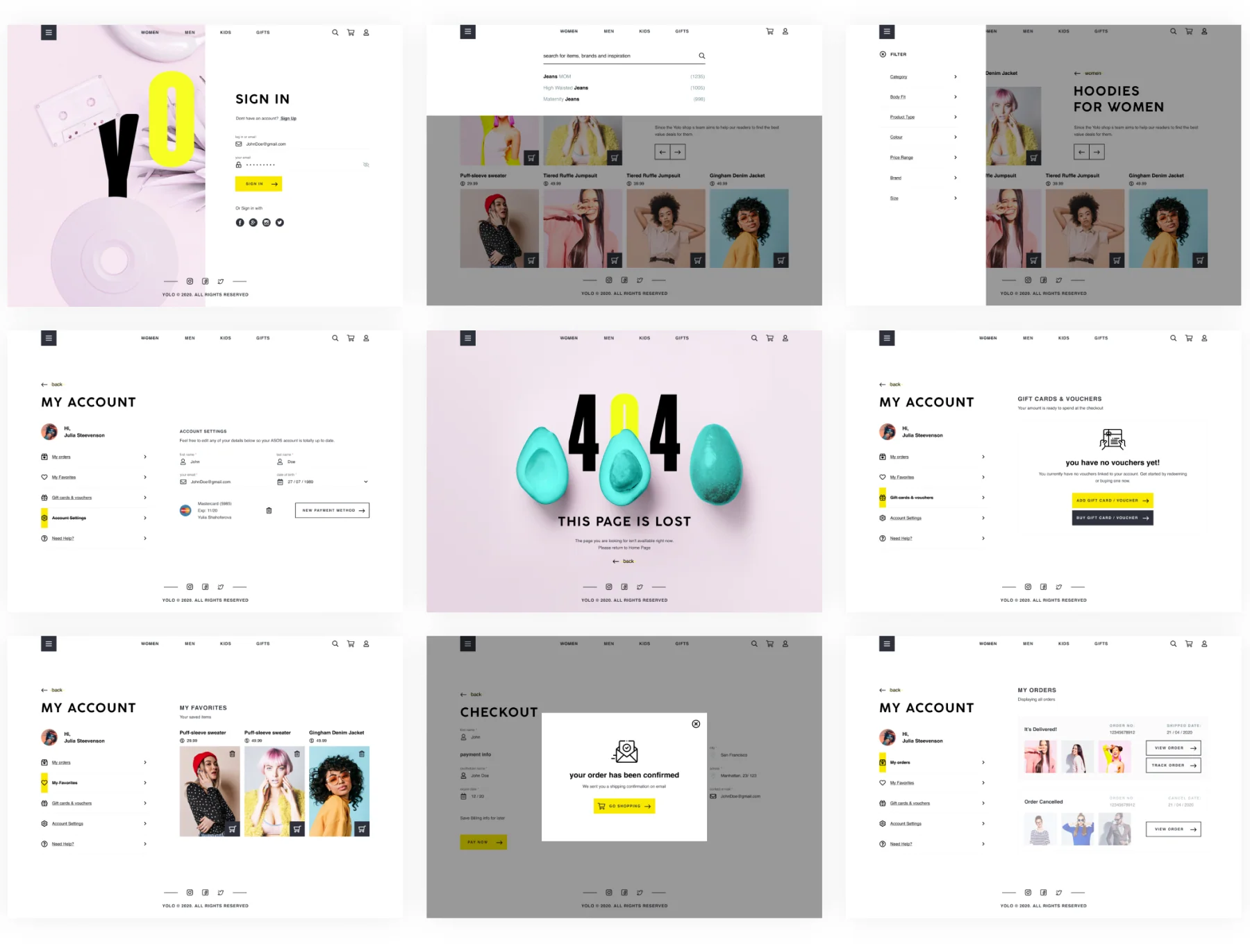 YOLO SHOP responsive template (80screens) 8