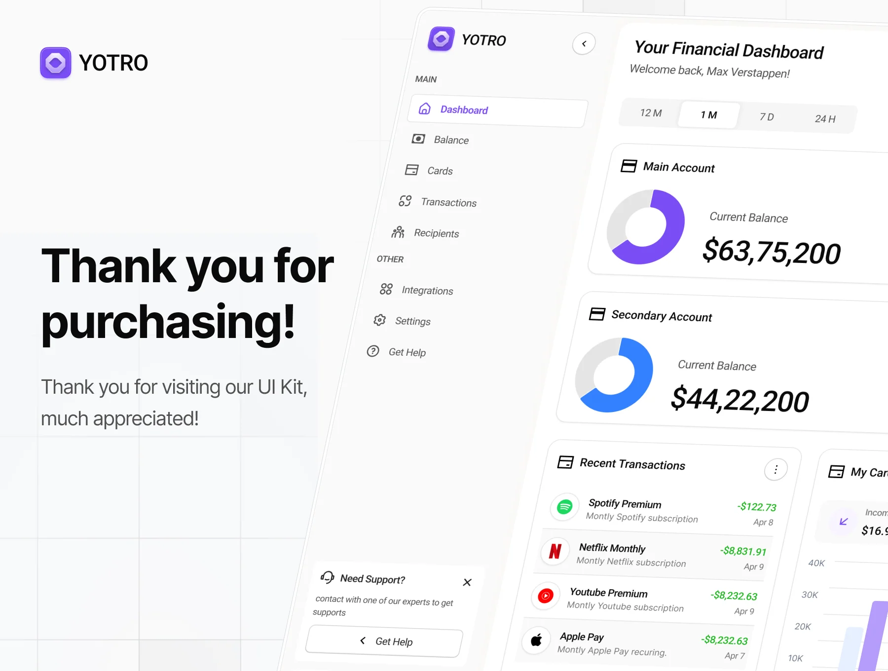 YOTRO - Fintech Dashboard UI Kit 8