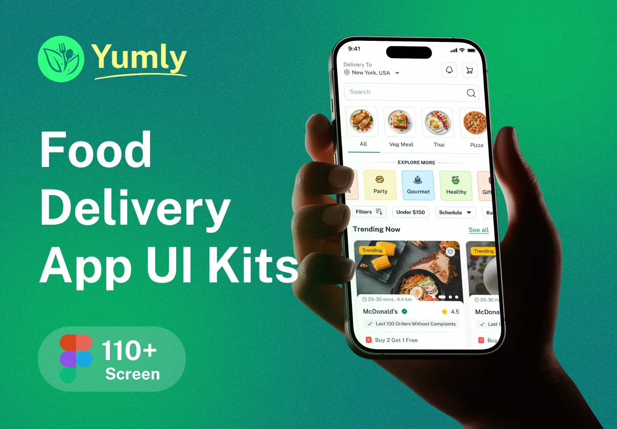 Yumly - Food Delivery Mobile App Figma UI Kits