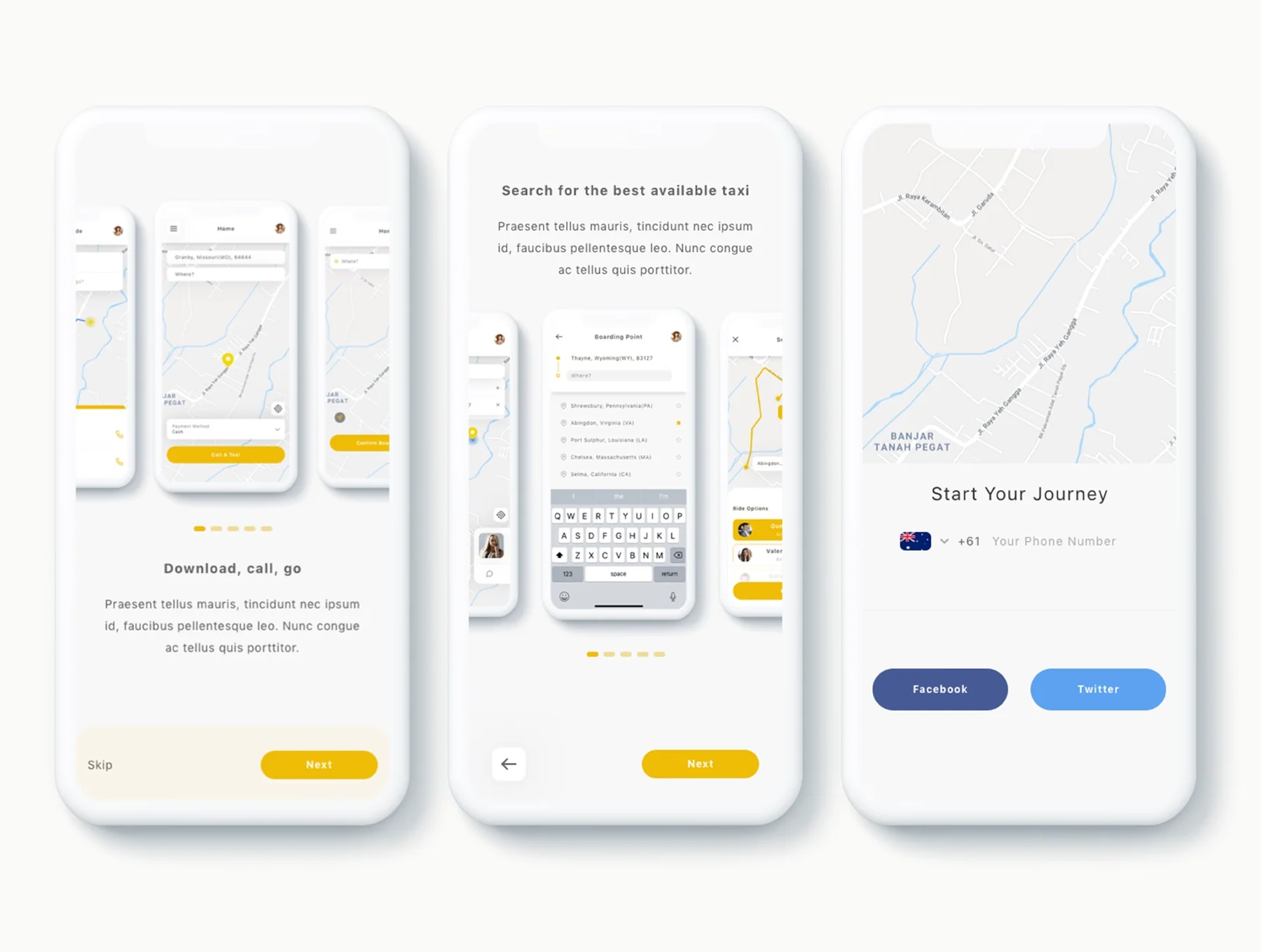 Yunu - Taxi App UI Kit 2