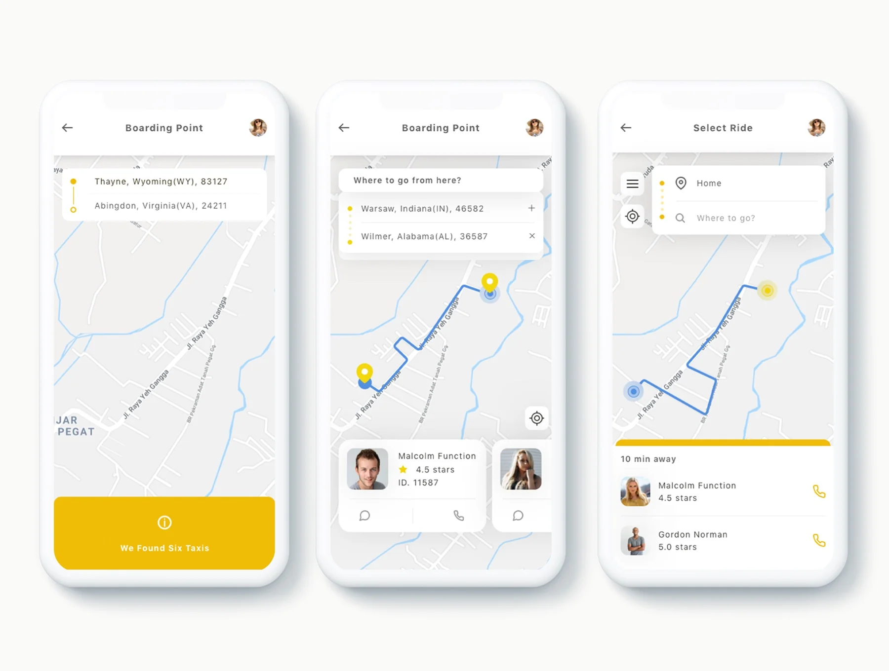 Yunu - Taxi App UI Kit 4