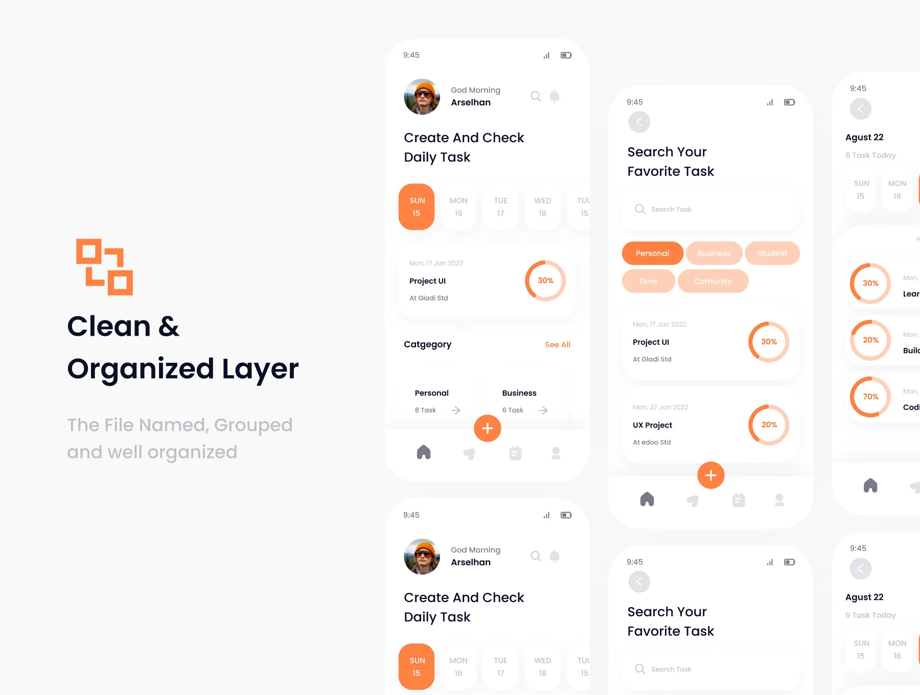 Yuzo Task Management mobile app ui kits template 3