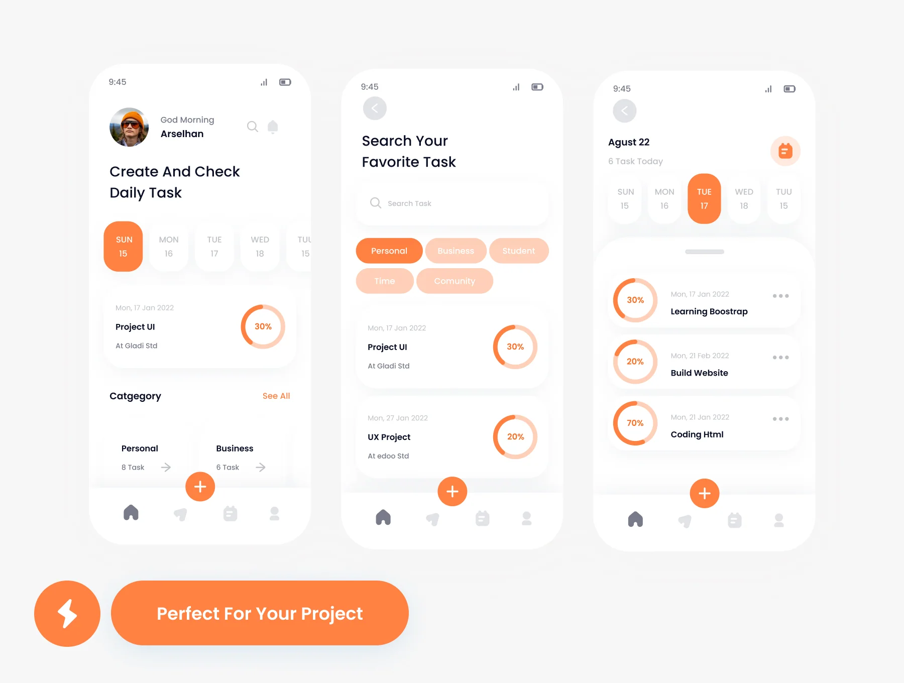 Yuzo Task Management mobile app ui kits template 5