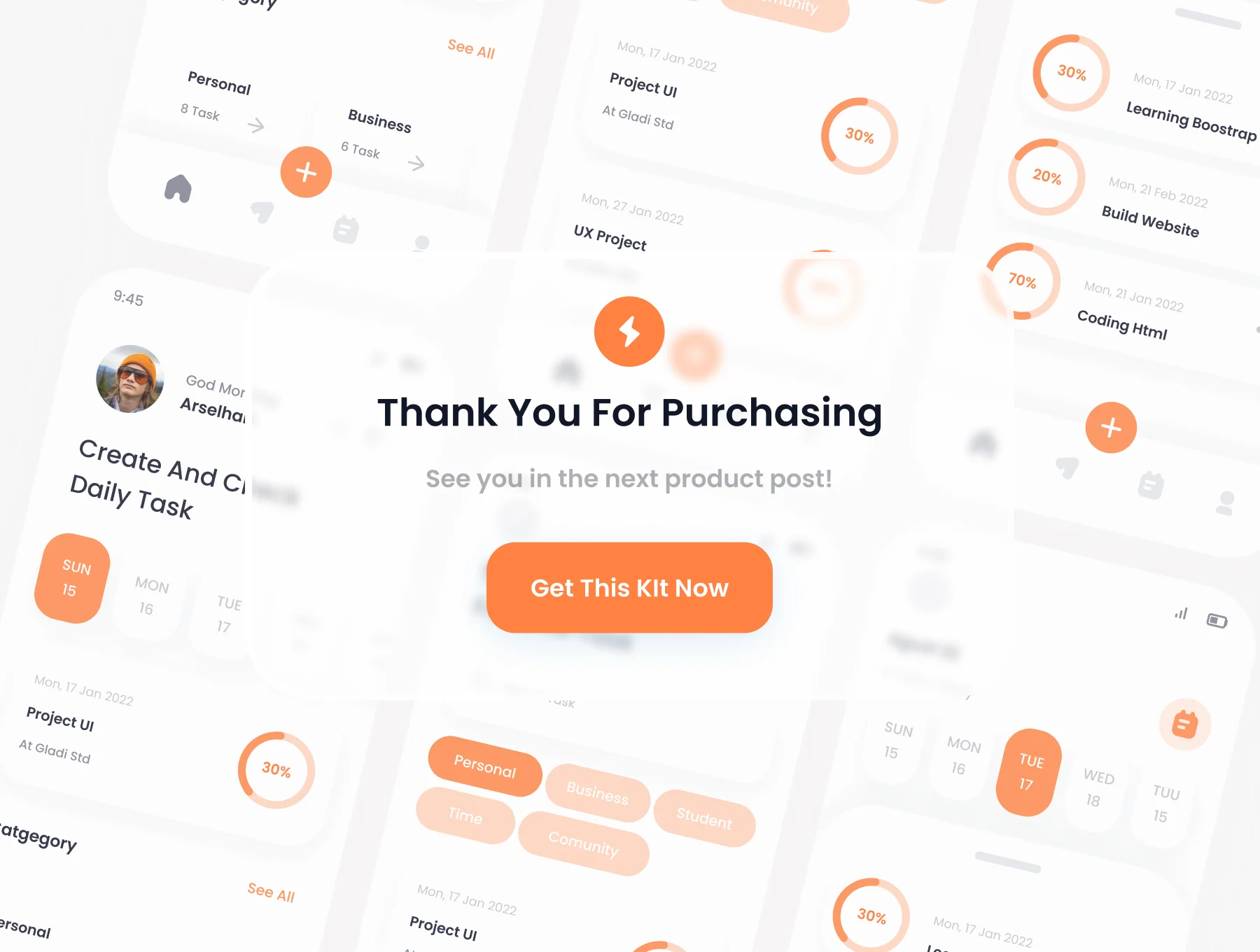 Yuzo Task Management mobile app ui kits template 7