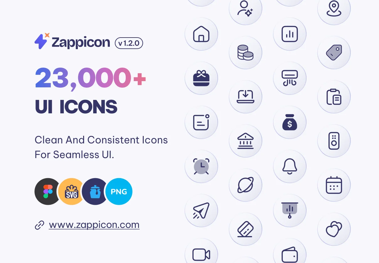 Zappicon v1.2 - Clean & Consistent UI Icons Library