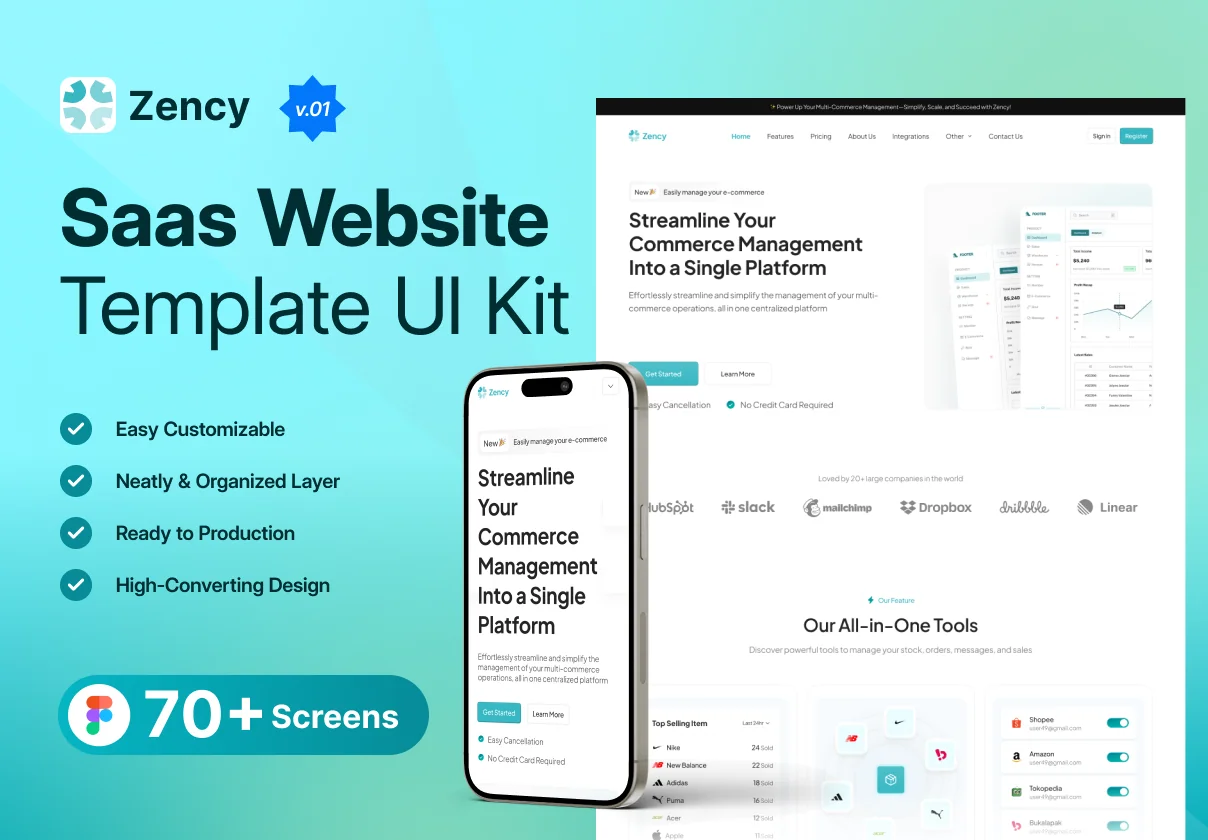 Zency – Modern SaaS Website UI Kit