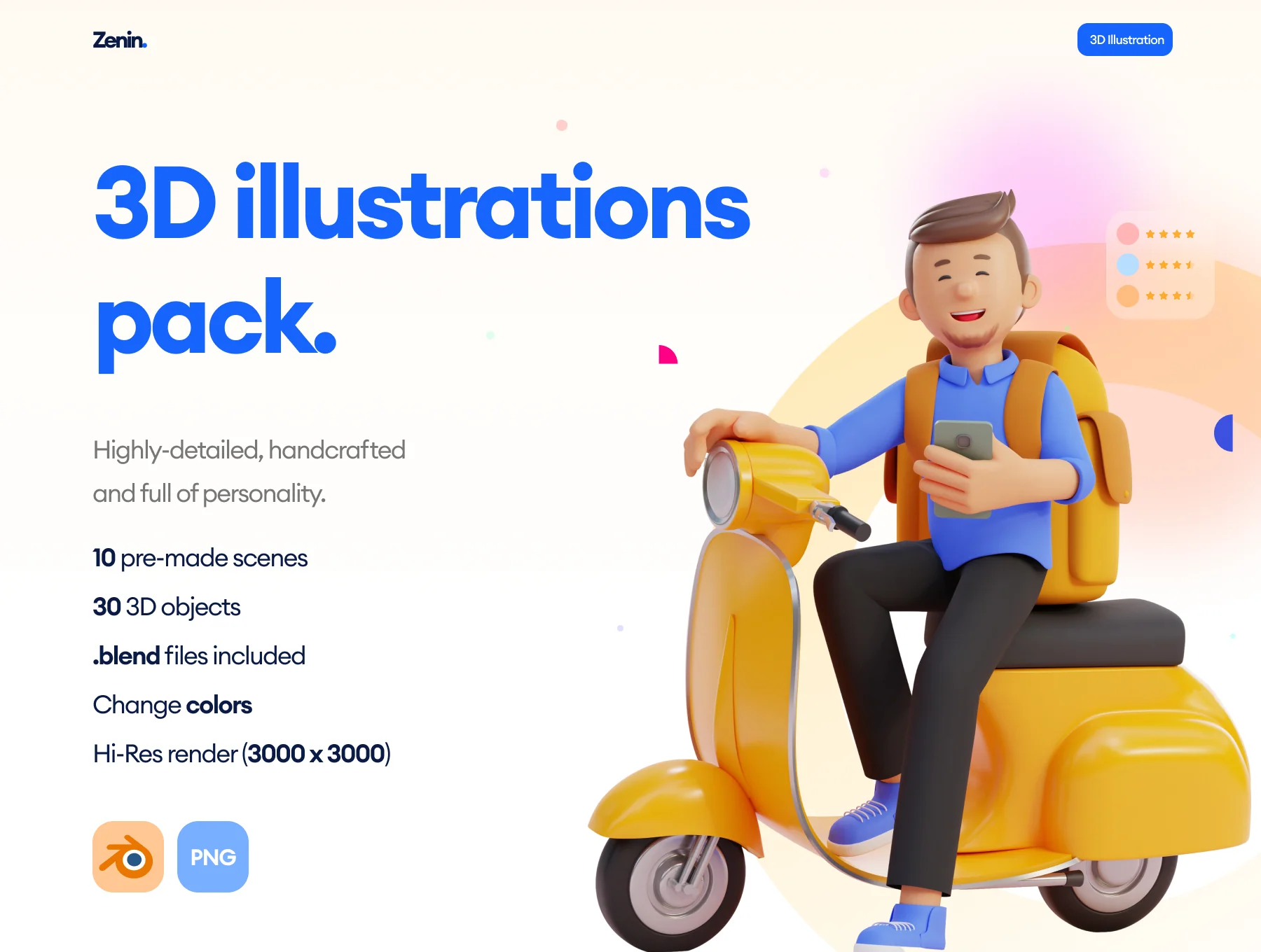 Zenin 3D Illustration Pack