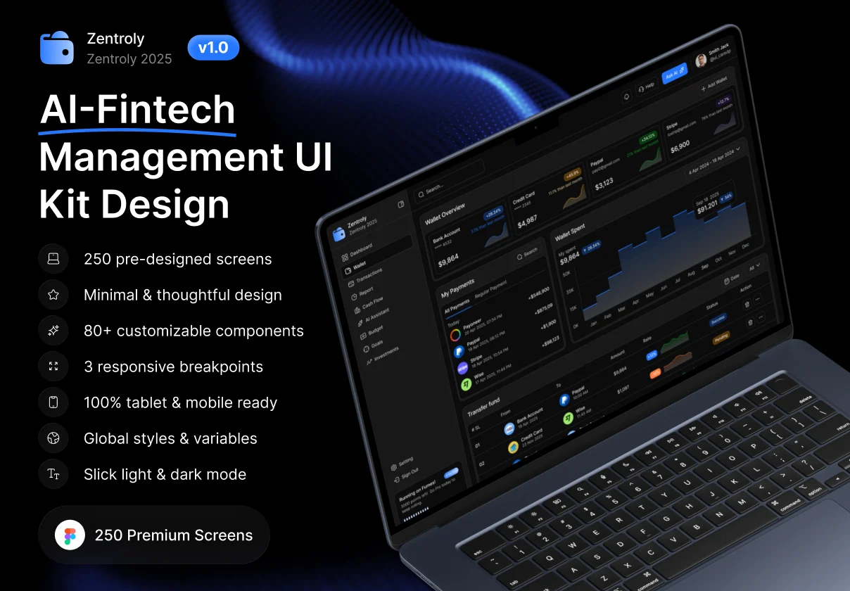 Zentroly AI-Powered Fintech Web And Mobile UI Kit