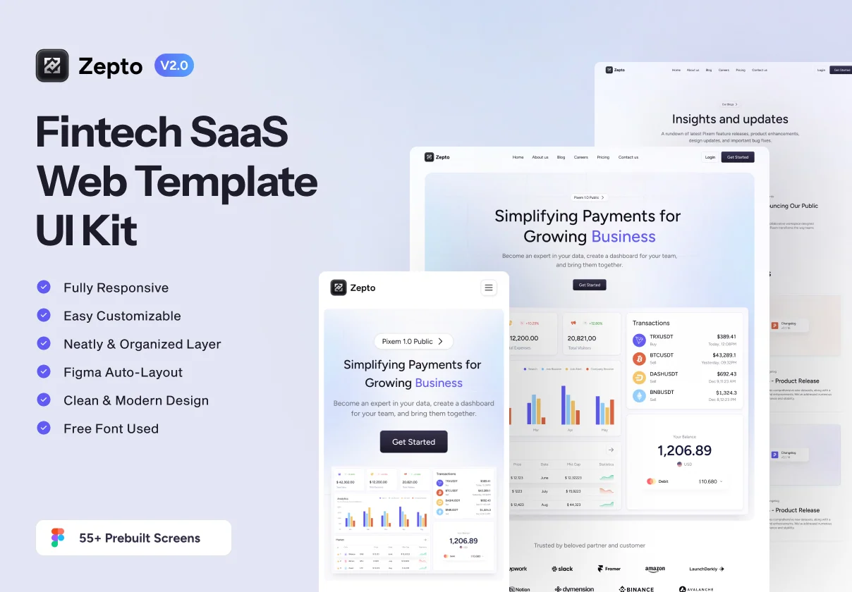 Zepto - Fintech SaaS Web Template Design