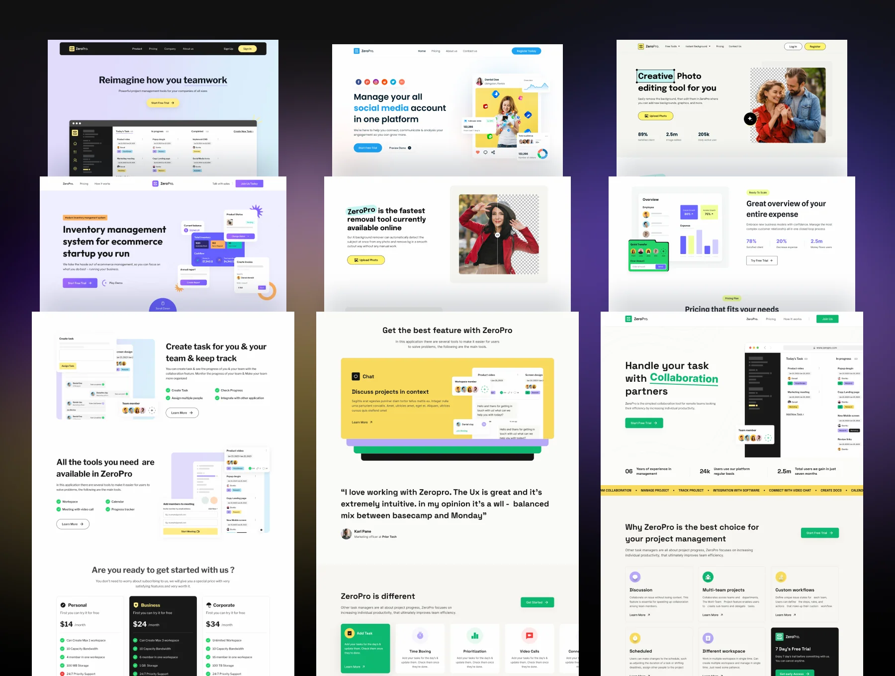 ZeroPro -  Multipurpose SaaS Landing Bundle 3