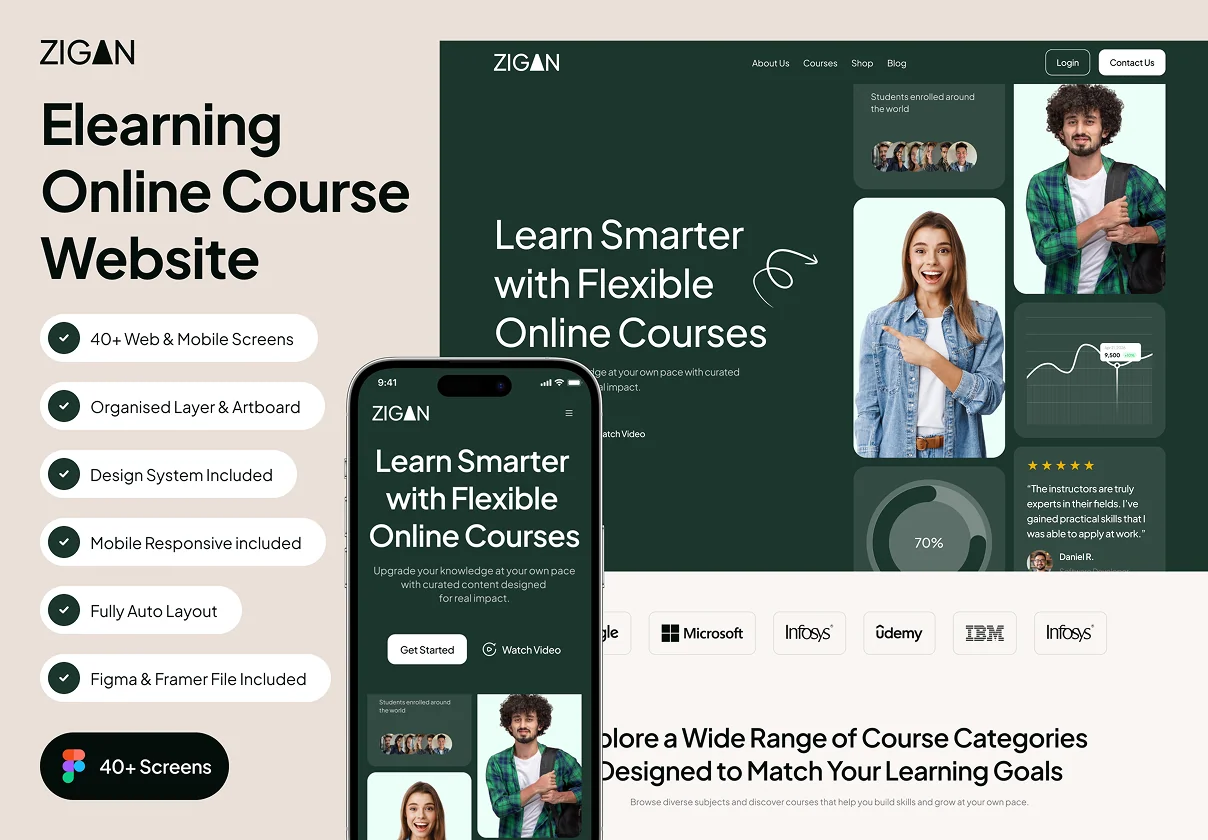 ZIGAN - Elearning Online Course Website UI Kit