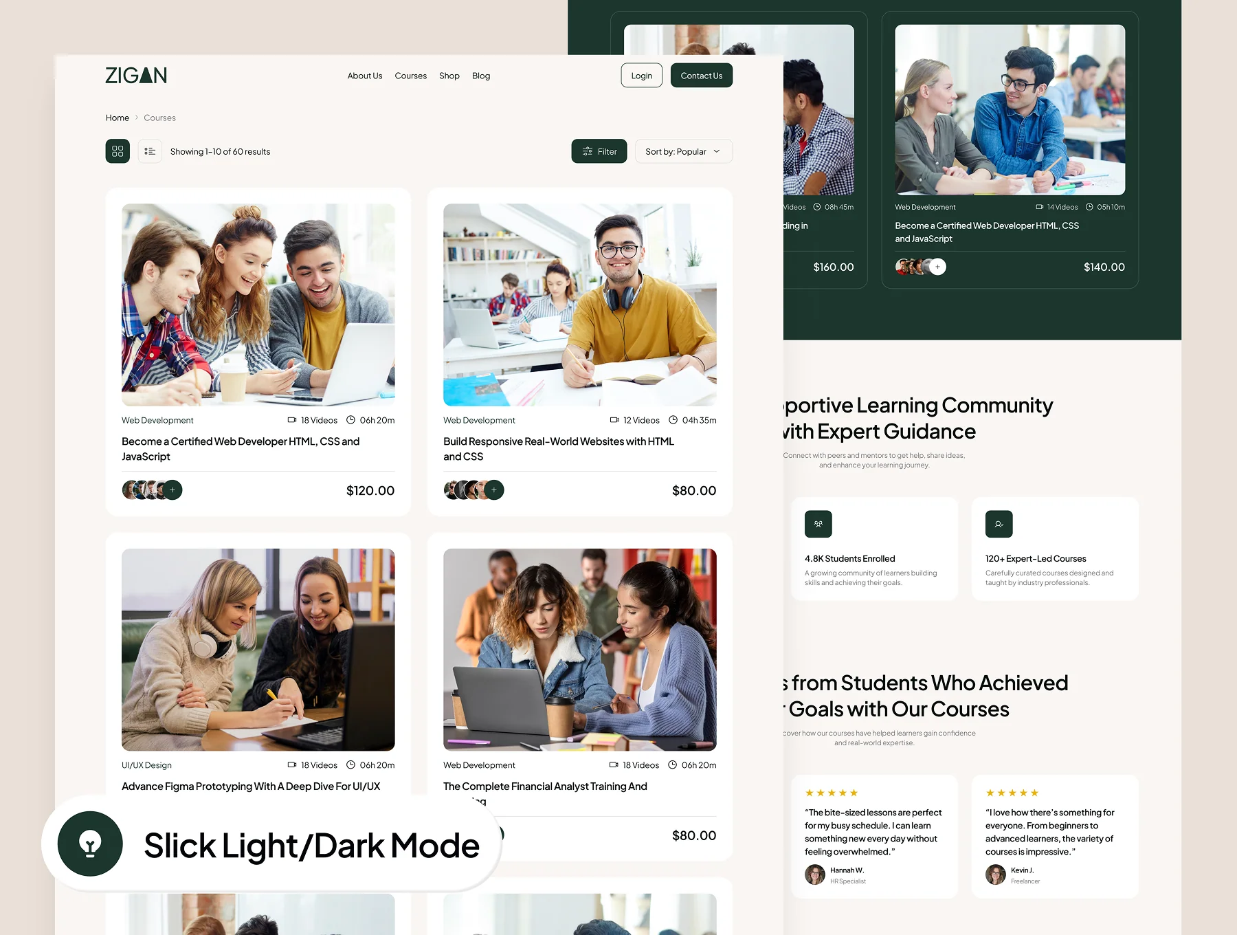 ZIGAN - Elearning Online Course Website UI Kit 8