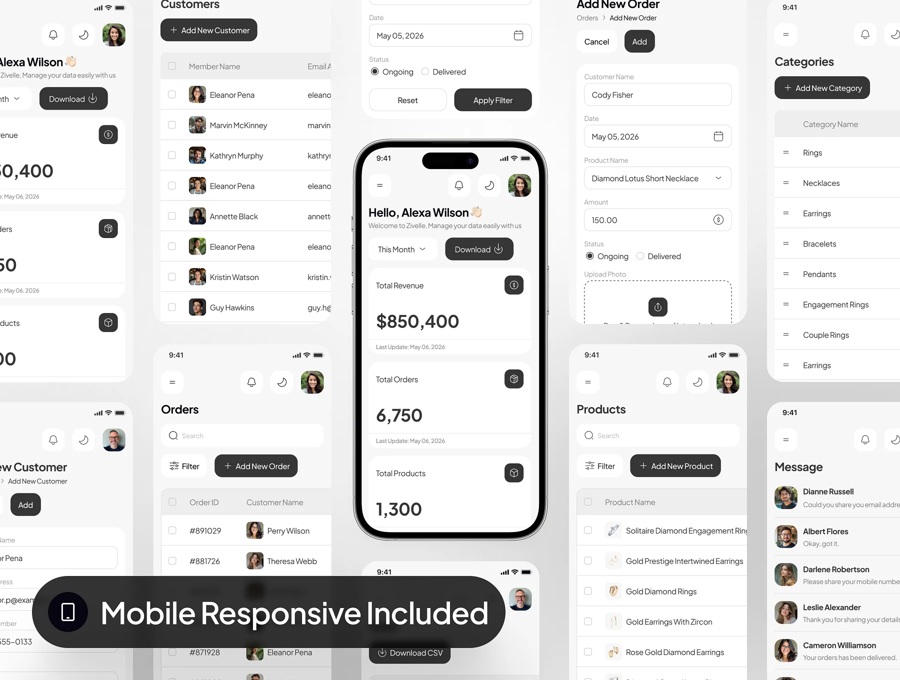 ZIVELLE - Jewellery Ecommerce Dashboard Admin UI Kit 7