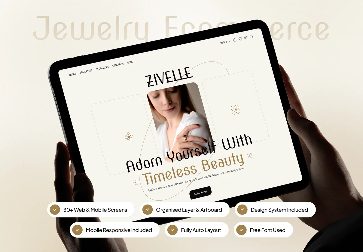 ZIVELLE - Jewelry Ecommerce Website UI Kit