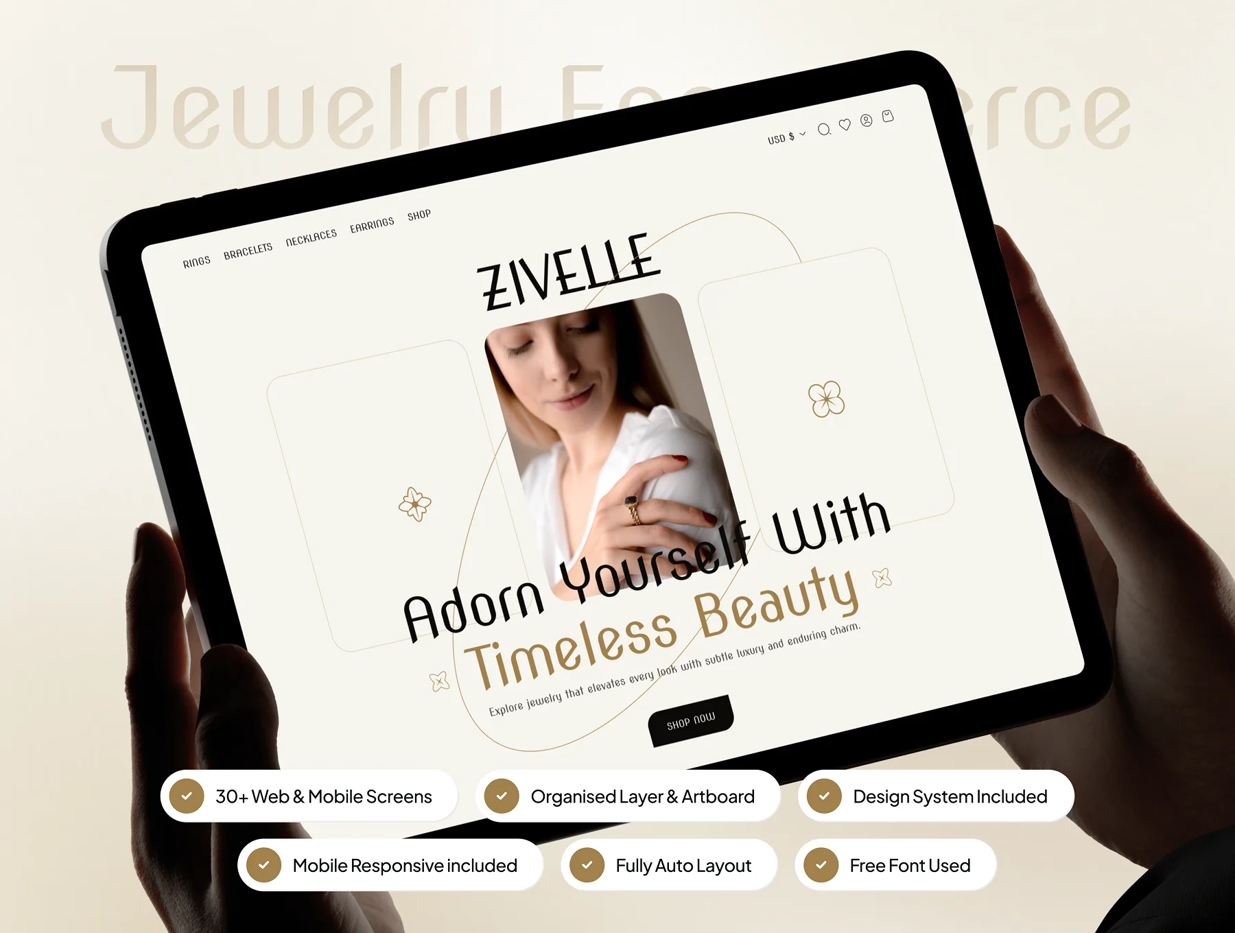 ZIVELLE - Jewelry Ecommerce Website UI Kit