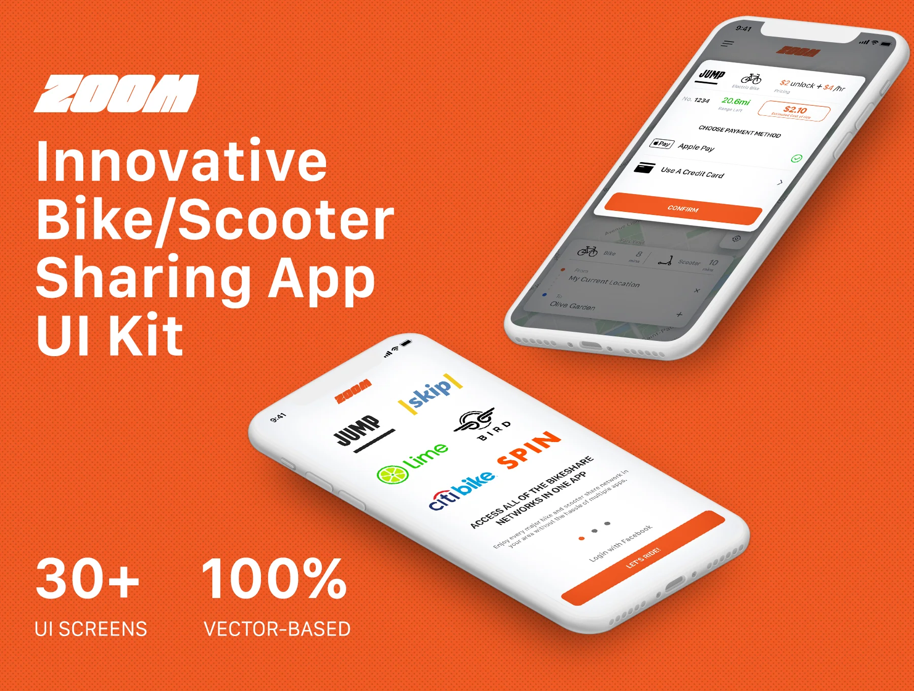 Zoom - Bike/Scooter Sharing UI Kit for iOS