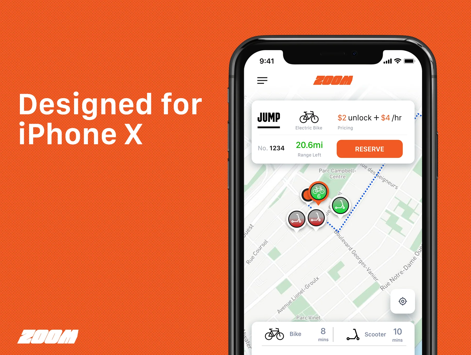 Zoom - Bike/Scooter Sharing UI Kit for iOS 2